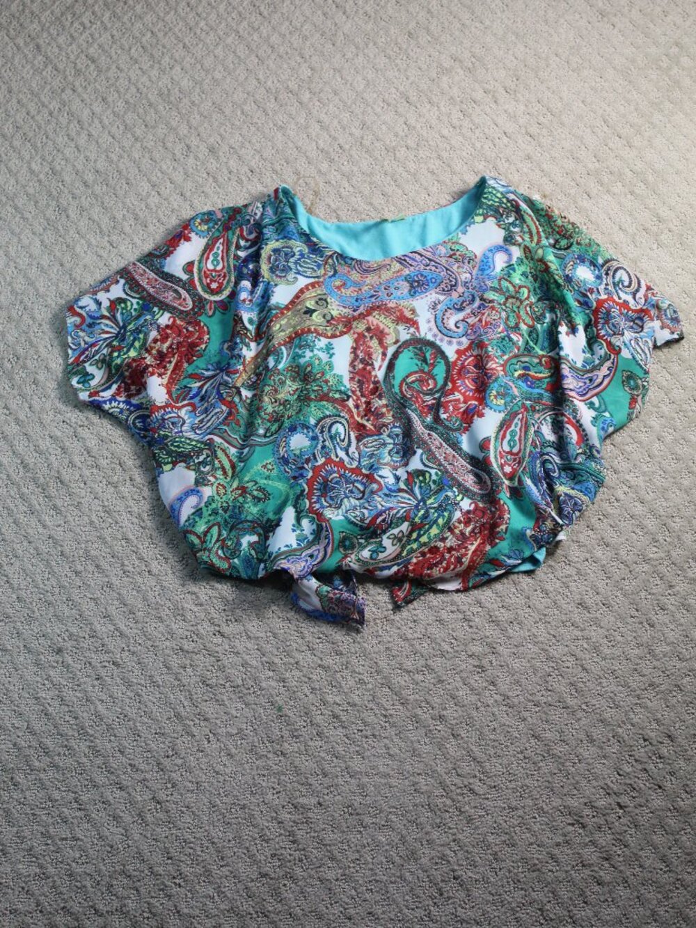 Chenault Size PM Colorful Flowy Lined Split Back Blouse